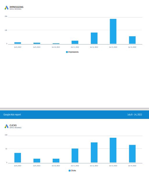 Google Ads Wedding Booking Graf Report