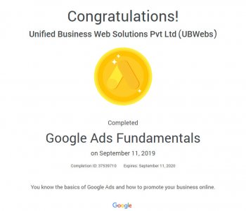 Google Fundamentals Ads Certificate