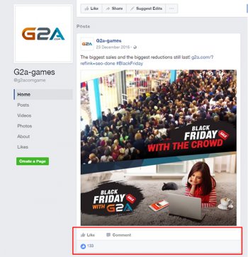 Facebook Page For - G2a