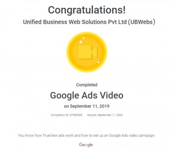 Google Video Ads Certificate