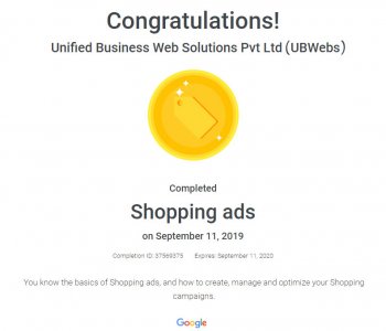 Shopping Ads Certificate